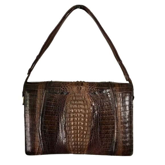 IRV Crocodile Vintage Leather Bag with Adjustable Strap - Picture 1 of 15